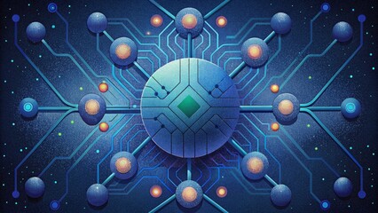 Poster - A mosaic of interconnected digital circuits and wires illustrating the interconnectedness and complexity of the digital world in a Digital
