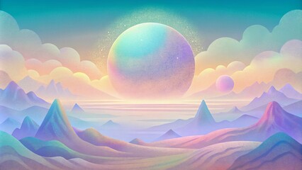 Poster - An ethereal and otherworldly scene with soft pastel hues and hazy gradients evoking a dreamlike interpretation of the spectral spectrum.
