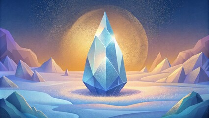Poster - Glittering shards of crystallized ice jut out from a frozen landscape sparkling in the light of the sun.
