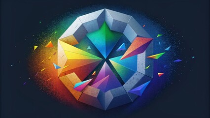Poster - A fragmented and fragmented spectrum with shards and splinters of color merging and colliding in a chaotic yet captivating portrayal of the