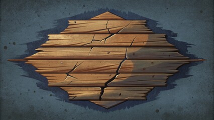 Poster - A distressed wooden plank with chipped paint and splintered edges.