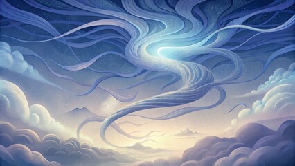 Canvas Print - Wispy tendrils of light twisting and turning through a misty dreamlike world.