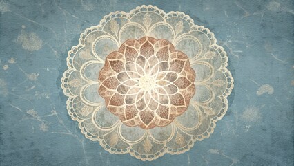 Poster - Delicate lace patterns overlay rough textured backgrounds in this romantic yet rustic vintage vignette.