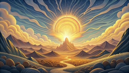 Poster - A dynamic explosion of lines and marks each one exuding energy and movement coming together to create a breathtaking landscape.