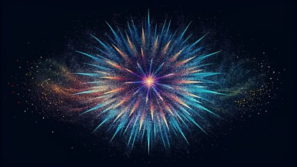 Poster - A burst of scribbles like fireworks exploding across a black sky each line echoing with its own unique hues.