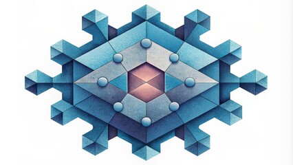 Poster - A symmetrical arrangement of geometric jigsaw pieces creating a sense of balance and order.
