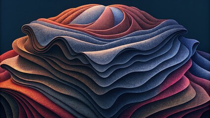 Aufkleber - A dramatic display of layered fabrics each one with its own unique texture and pattern creates a visually dynamic composition that begs to be