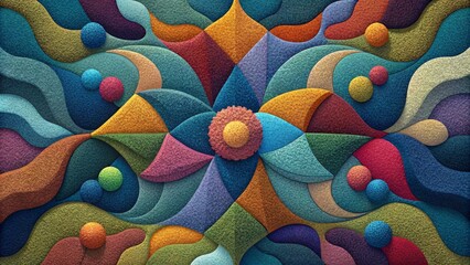 Poster - A mosaic of tactile textiles incorporating a variety of colors textures and sheens creates a mesmerizing effect that draws the viewer in to