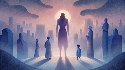Poster - Soft and dreamy silhouettes cast by unseen figures create a sense of intrigue and allure in the art of Shadow Play.
