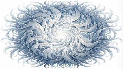 Wall Mural - Intricate lacelike swirls in shades of white and silver resembling the delicate patterns of frost on a winter window.