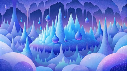Poster - A mix of translucent blues and purples evoking the image of frosted water droplets on a cold winter morning.