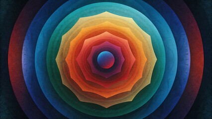 Aufkleber - A series of concentric circles in bold contrasting colors each one appearing to be a different layer of a multifaceted crystal.
