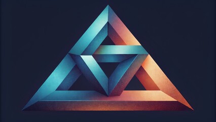 Poster - A dynamic design of overlapping and intersecting triangles each one casting a different hue depending on the angle of light.