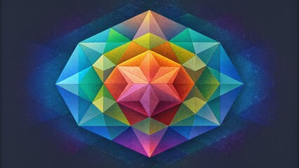 Fototapete - A mosaic of vivid shapes in a rainbow of colors arranged in a way that mimics the natural formation of crystals.