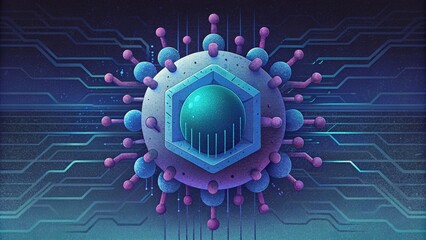 Poster - A glitchy pixelated image of a cell suggesting a digital malfunction within the cybernetic system.