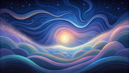 Poster - Mesmerizing waves of light rippling through the heavens in gentle arcs painting the darkness with cosmic colors.
