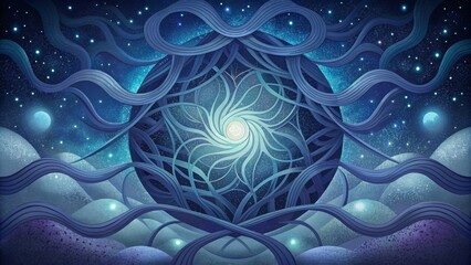 Aufkleber - A surreal display of celestial artistry with luminescent tendrils weaving an intricate tapestry across the night sky.
