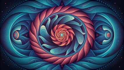 Canvas Print - A symphony of symmetrical designs continuously spiral and overlap creating an abstract harmony in  Vortex.