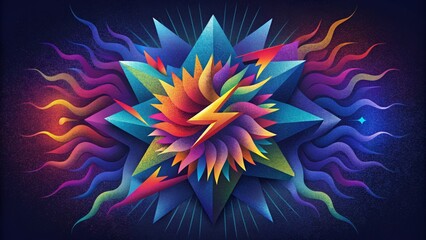 Aufkleber - A fusion of vibrant colors and jagged lines evoke a feeling of controlled chaos and creative expression.