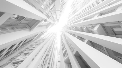 Poster - White architectural minimalism background or screensaver. Future urbanistic theme. Top view. AI generative.