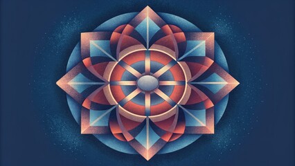 Aufkleber - Bold and contrasting lines and shapes intersecting in a circular formation resembling a modern interpretation of a mandala.