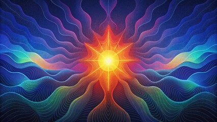 Aufkleber - A symphony of vibrant lines each one representing a unique frequency of light and energy.