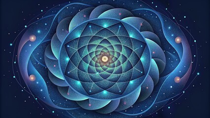 Fototapete - A maze of looping lines a kaleidoscope of cosmic rotations and revolutions.