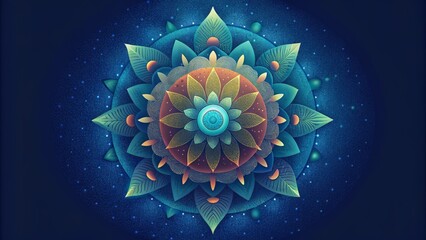 Fototapete - A fusion of Eastern and Western design elements come together in a circular mandala representing the integration of different cultures.