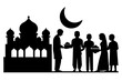 Eid festival poor people silhouette vector art illustration