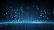 A striking visual of blue digital code rain representing data, technology, and the concept of connectivity in a cyber world