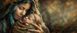tender moment between mother and newborn wrapped in a warm shawl