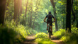 Cyclist on a Journey Through Enchanted Woods