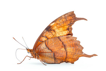 Wall Mural - Beautiful Dead leaf butterfly isolated on a white background. Side view