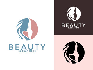 Wall Mural - Woman Face Beautiful logo design vector illustration. creative abstract concept Beauty logo design template