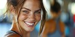 Woman smiling in gym portrait Generative AI