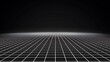 © Copper - 3d abstract black and white background. Retrowave retro 80s 90s futuristic grey laser neon grid surface. Wireframe tunnel net in dark space isolated black Disco music template