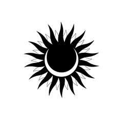 Wall Mural - Stylized black sun on a white background