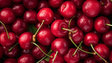 Ripe sweet cherries as background, top view
