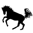 vector illustration of the silhouette of a horse jumping in black. Isolated on a white background. The theme of equestrian sports and animal husbandry
