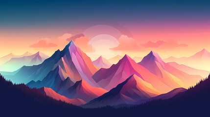 Wall Mural - Gradient Abstract Mountain Background Design