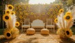 Sunny backdrop with yellow and white hues, adorned with sunflower and straw details 🌻☀️✨ Evokes a charming countryside meadow ambiance! #SunflowerSunshine