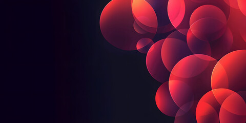 Sticker - abstract background in the form of red gradient circles on a dark background. Geometric design in red colors