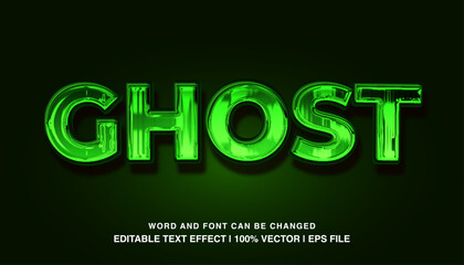 Wall Mural - Ghost editable text effect template, 3d bold green glossy font style typeface. premium vector