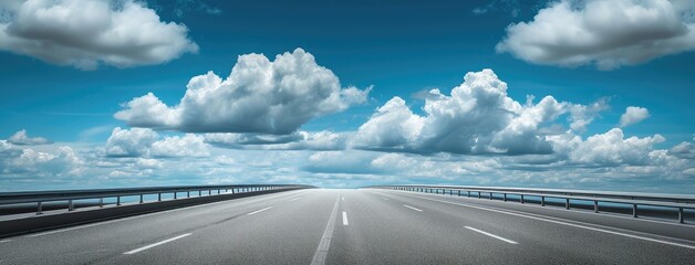 Wall Mural - Long Empty Highway Stretching Into Blue Sky