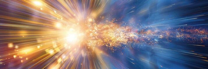 Wall Mural - High-Speed Light Particles Explosion in Space