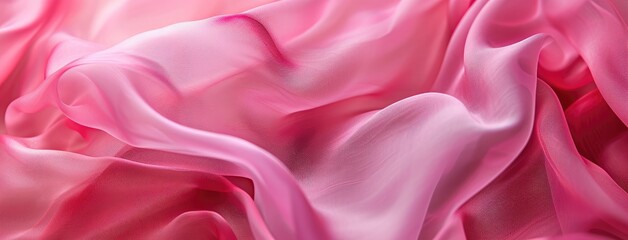 Sticker - Elegant Pink Satin Fabric Waving Texture