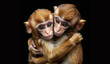 Embracing Monkeys Sharing Affection