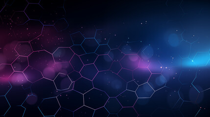 Poster - Sleek Hexagonal Technology Concept Background with Blue Neon Lights