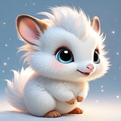 Wall Mural - 3d illustration of white little fox 3d illustration of white little fox