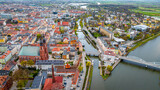 Fototapeta Przestrzenne - Aerial view of Opole, a city located in southern Poland on the Oder River and the historical capital of Upper Silesia